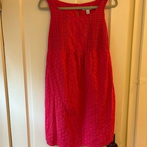Sleeveless Hot Pink Eyelet Dress 100% Cotton Fully Lined